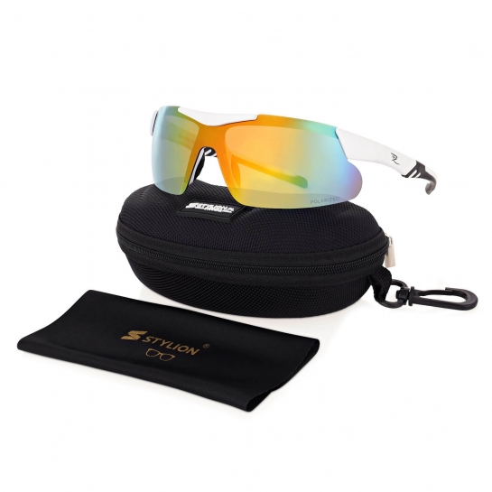 Sportowe okulary przeciwsłoneczne z polaryzacją i filtrem UV400 Białe POL-448A